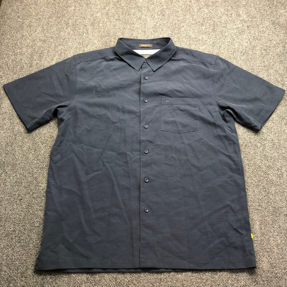 Quiksilver Waterman Collection Men Blue Comfort Fit Short Sleeve Button Up Shirt